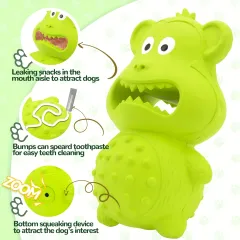 Rubber Mouthing Monkey Toy Durable Rubber Dog Chew Toy Tough Dog Tooth Cleaning Toy Squeaky Durable Medium Large Breed Interactive Chew Toy - Green - View 1