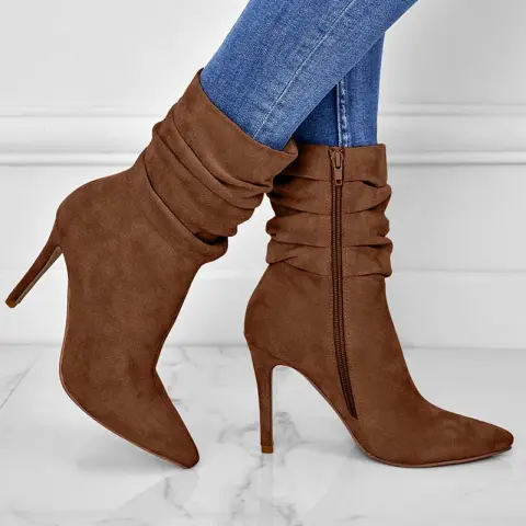 Pointed Toe Stiletto Heel Ankle Boots for Women Side