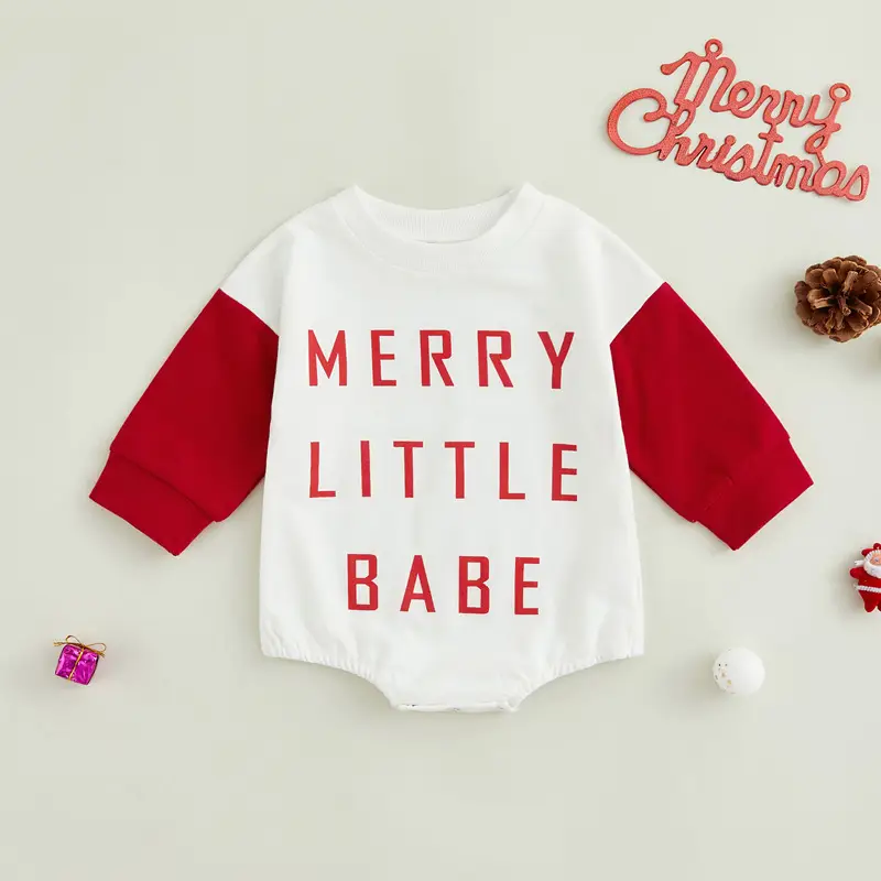 Simple Letter Print Colorblock Long Sleeve One Piece Triangle Romper