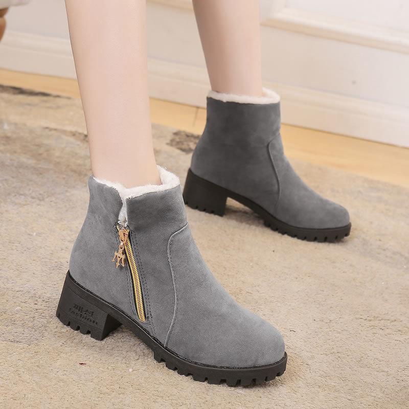 Title 2, New round toe thick heel suede women