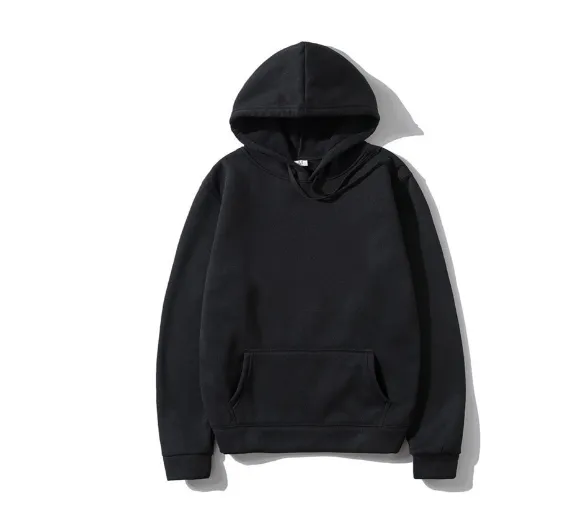 Cotton Fleece Solid Color Hoodie Sweatshirt Black - Shop at LoveMi