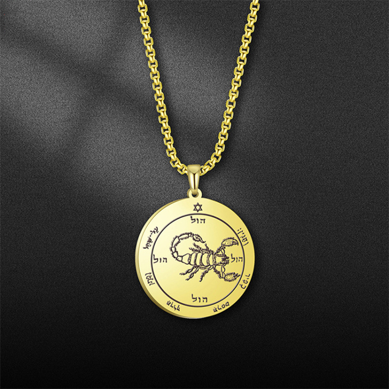 Mysterious scorpion pendant necklace hexagram scorpio round