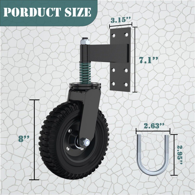 8 Inch Spring Loaded Gate Caster Heavy Duty Wheel For Metal Gates Wooden — image 6