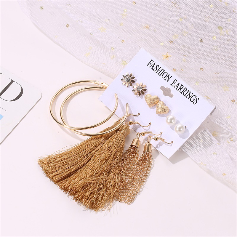 Geometric Tassel Set Earrings Sweet And Versatile Love