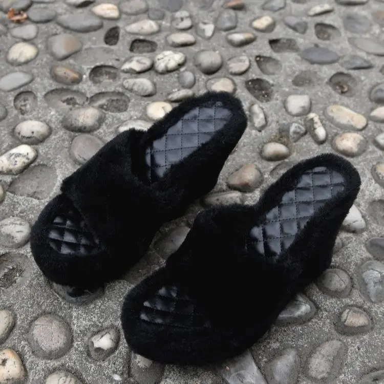 Wedge Heels Hair Shoes Height Slippers for Women