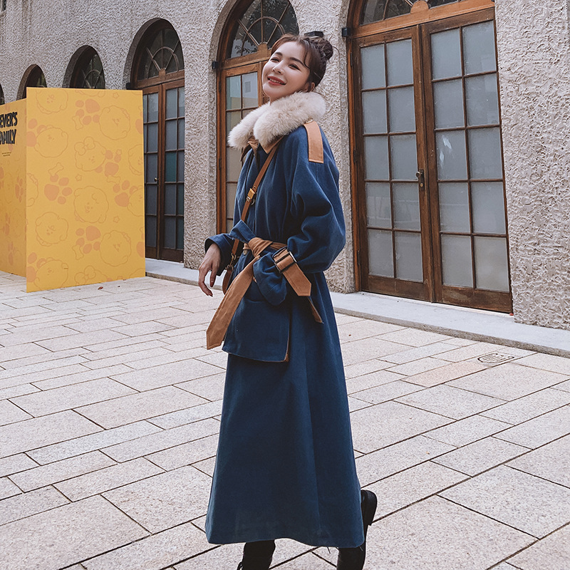 Women's Long Tooling Pie Overcoming Loose Plus Fleece Coat Jacket