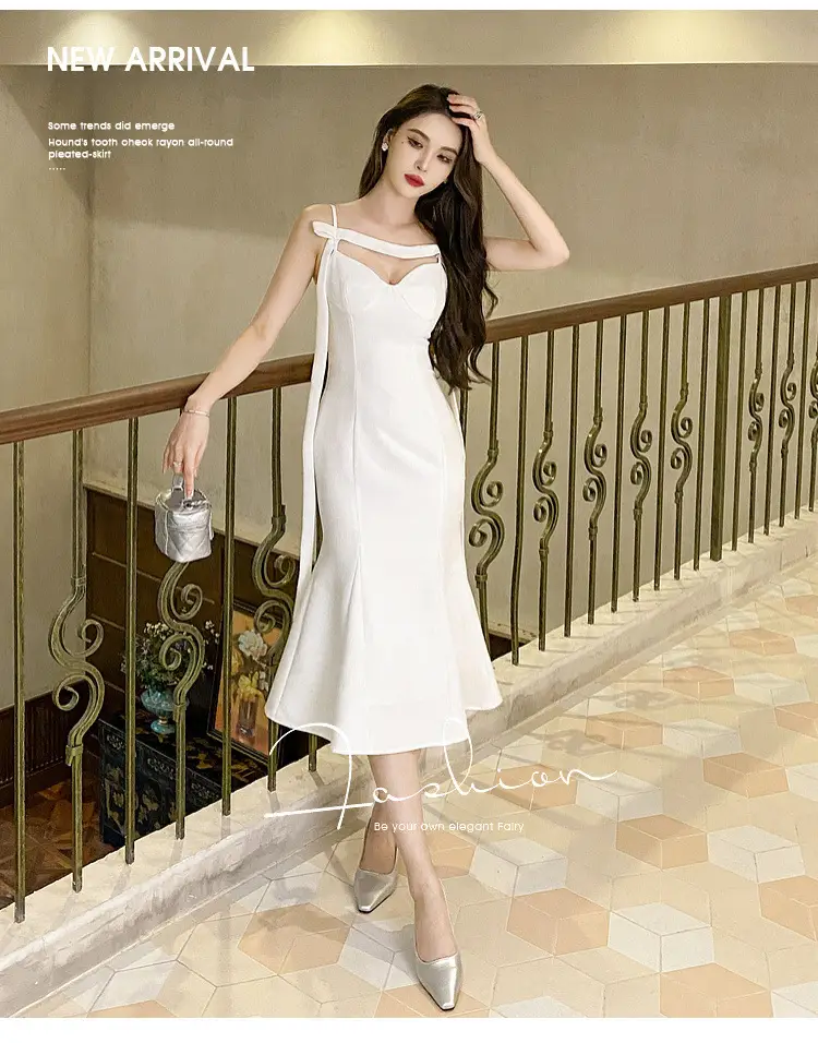 Hong Kong Style Suspender Dress For Women Waist Slimming