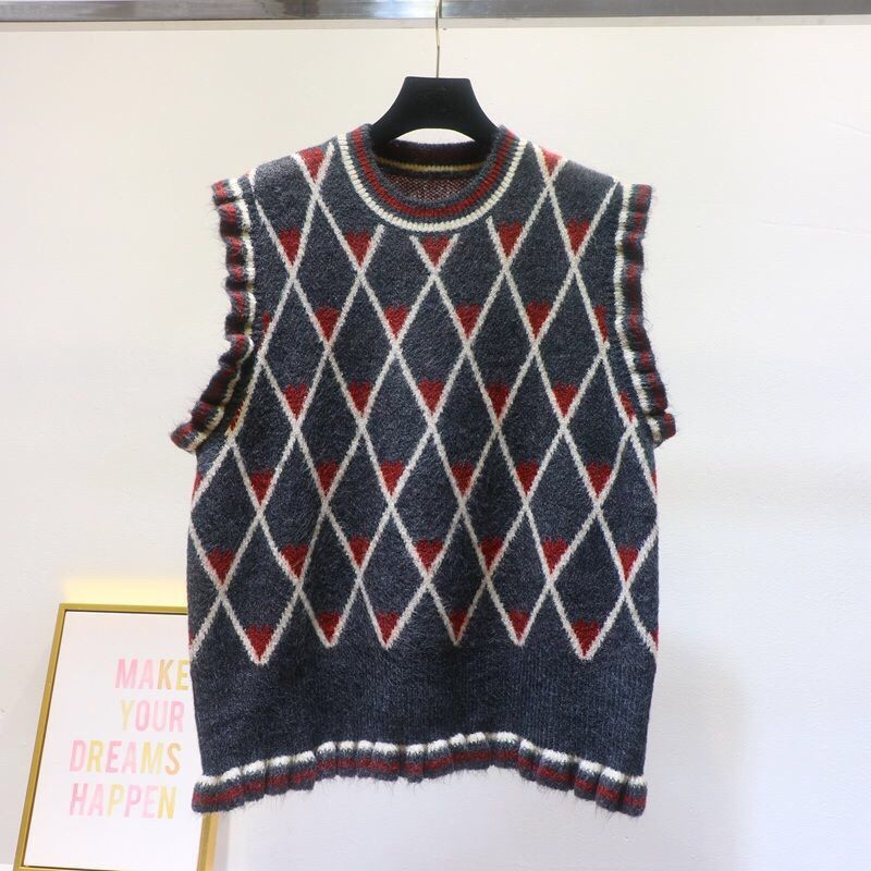 Western-style Loose Outerwear Ladies Sleeveless Knitted Vest