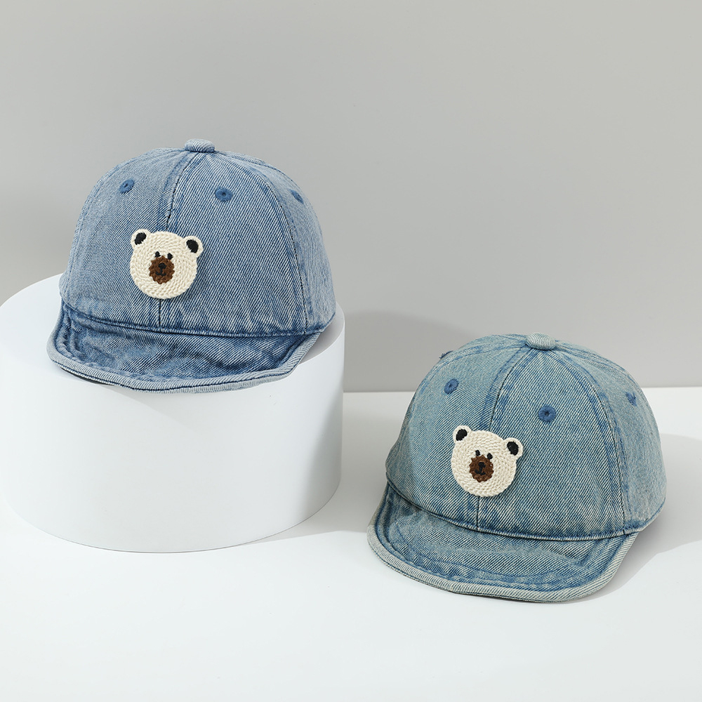 Summer Children's Knit Teddy Bear Applique Floppy Brimmed Cute And Soothing Baby Baseball Cap Suitable For Daily Commuting And Outdoor Wear