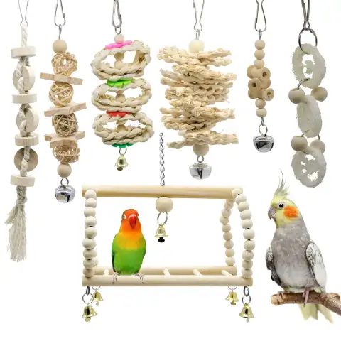 7 Packs Bird Parrot Swing Chewing Toys-Hanging Bell Cage