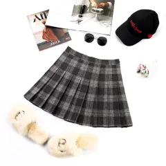College Style High Waist Small Skirt Plaid Skirt - Grey - View 1