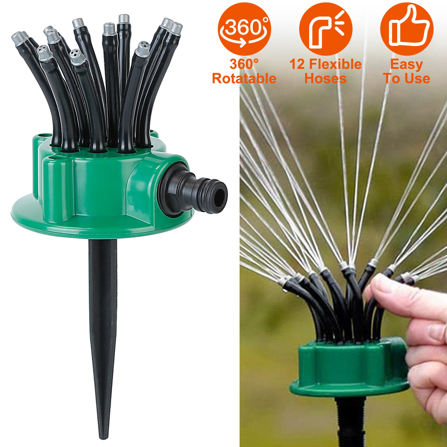 360 Degree Flexible Lawn Sprinkler Automatic 12 Tubes Garden Water Irrigation Sp