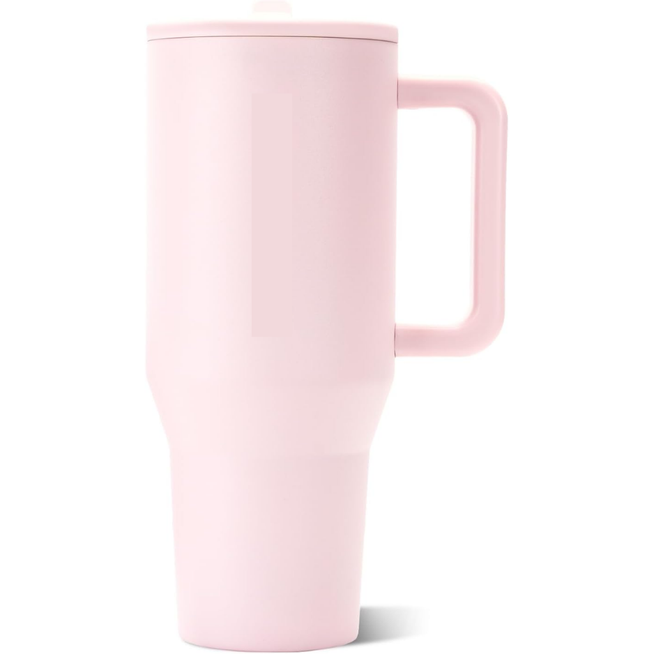 Insulated Tumbler With Handle & Straw, Reusable Travel Water Cup, Sand