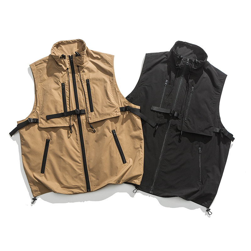 Title 2, Stand Collar Workwear Vest Baggy Coat