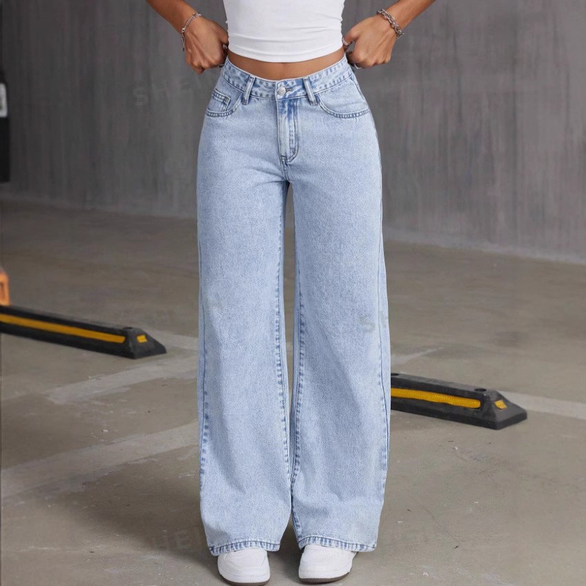 Spring And Autumn Sweet And Spicy Style High Waist Straight Loose Trousers Cross-border Amazon Bow Embroidered Jeans Women Cross-border