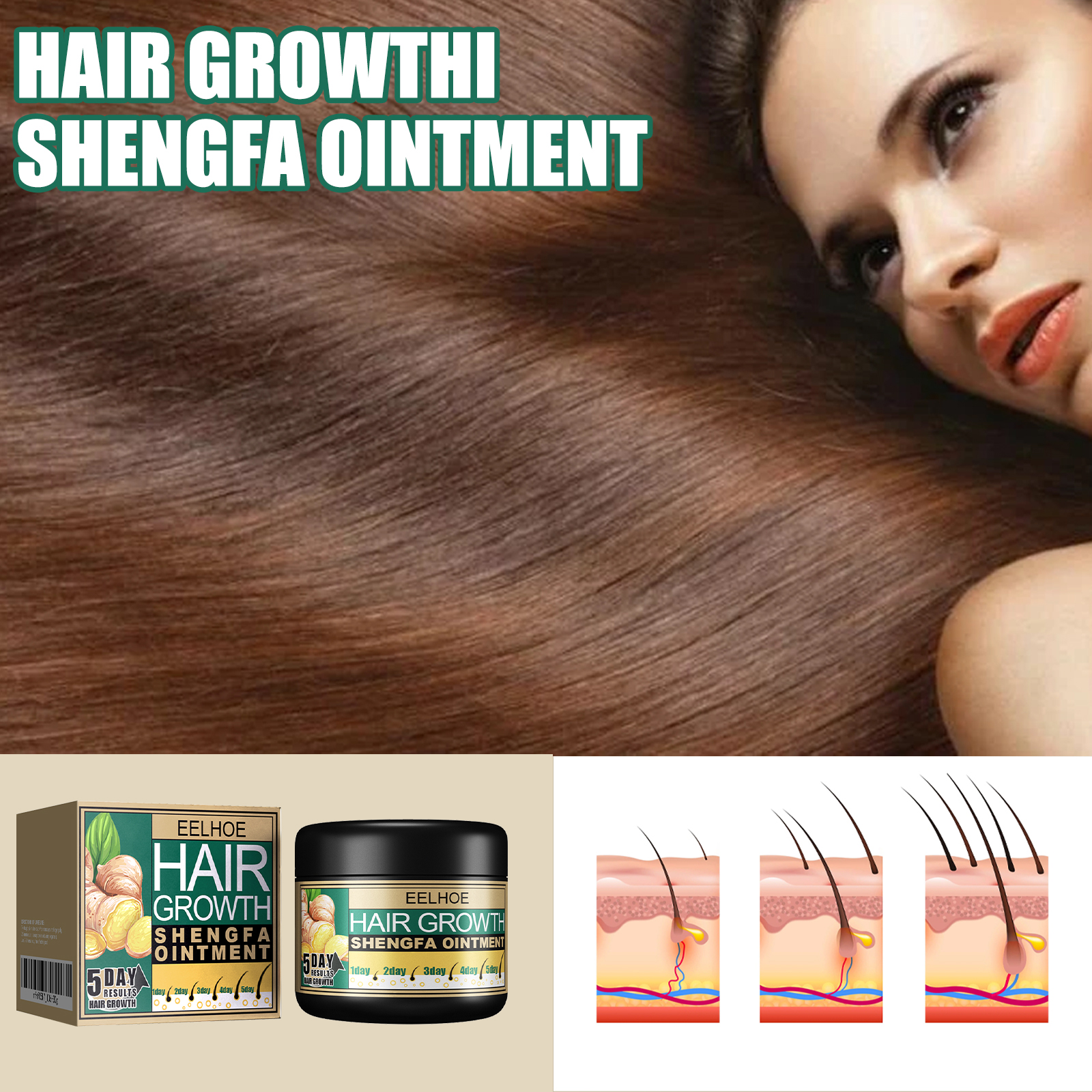 Ginger Hair Growth Ointment, Nourishing Scalp Care Cream For Thinning Hair, Anti Hair Loss Treatment With Ginger Root Extract thumbnail 3