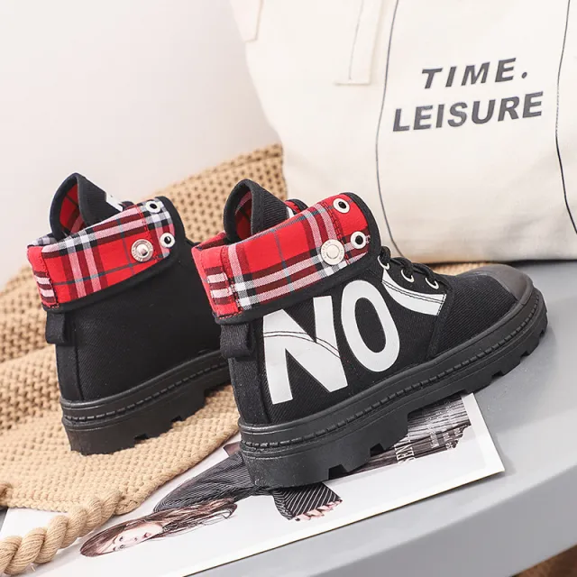 New All match High top Girls Canvas Short Boots Women's Shoes Black - Shop at LoveMi