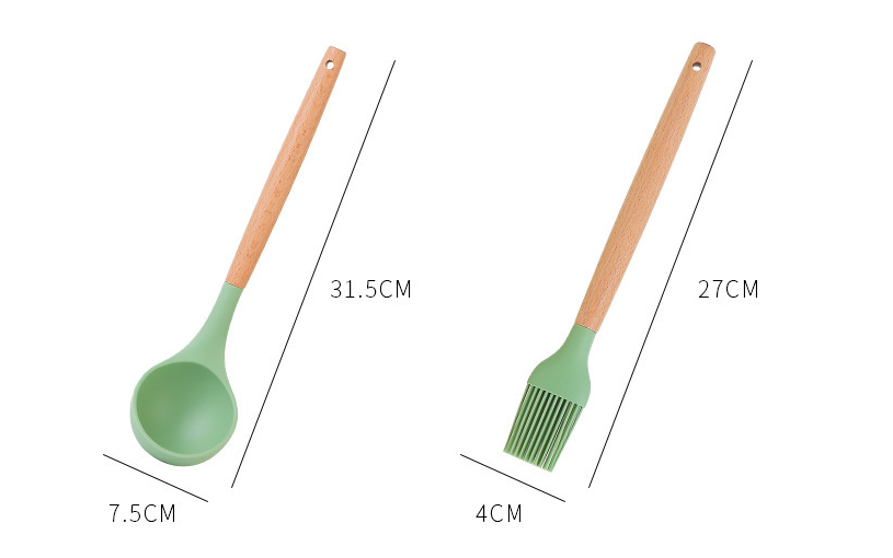 Title 1, 14-piece Silicone Kitchenware With Wooden Handle