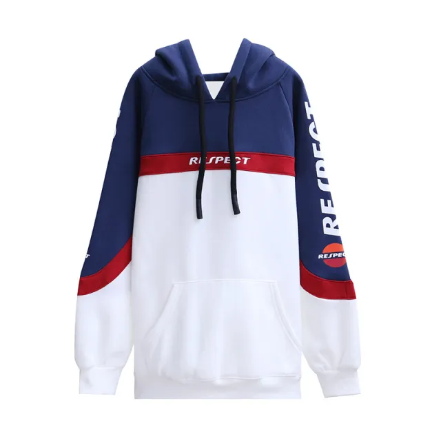 Hooded Coat Girl Loose Thick Lazy Style Sweatshirt Blue And White - Shop at LoveMi
