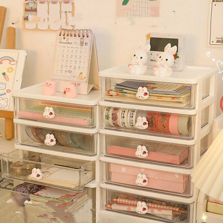 Desktop Transparent Drawer Storage Box Hand Ledger Stationery Shelf