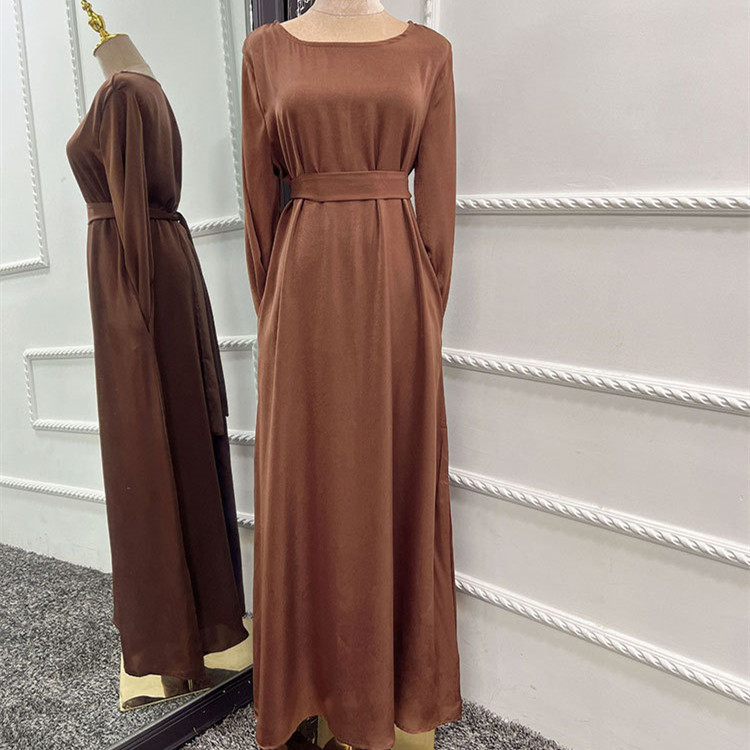 Women's Soft Satin Scarf Gown Dress