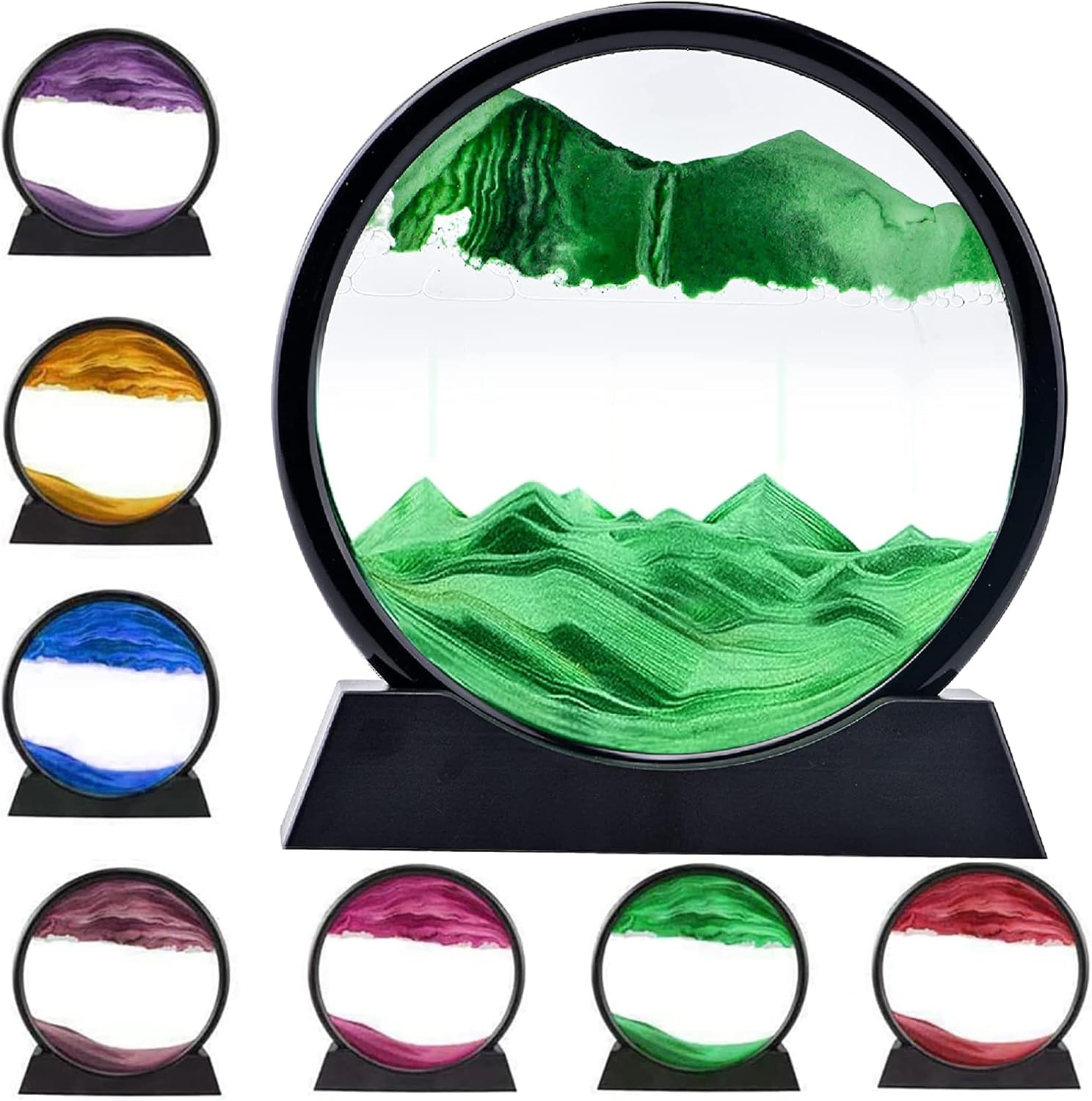3d Dynamic Sand Art Moving Liquid Motion Picture Round Glass Desk_voghion.com