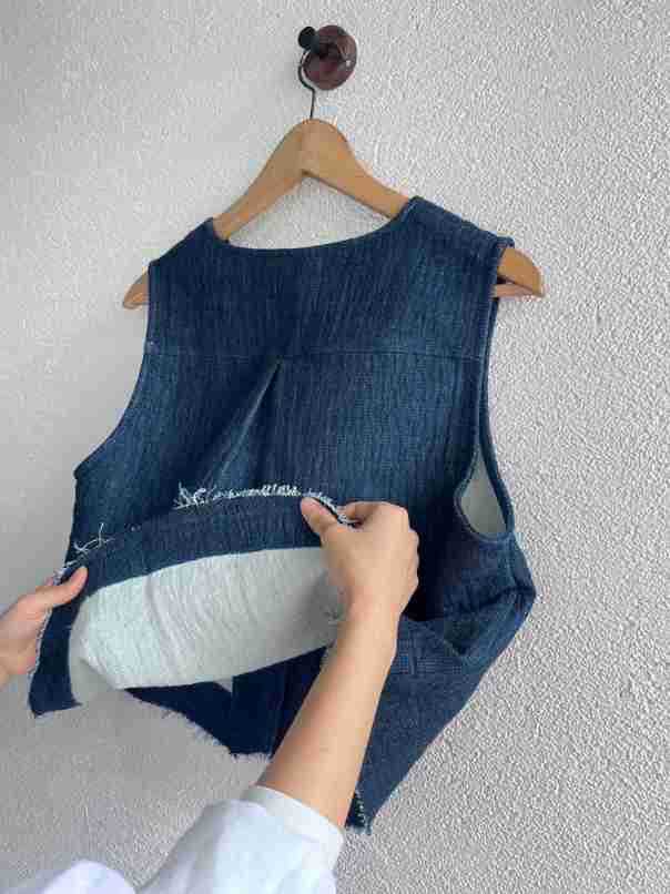 Cotton And Linen Yarn-dyed Vest High Sense Niche Loose Edge Design