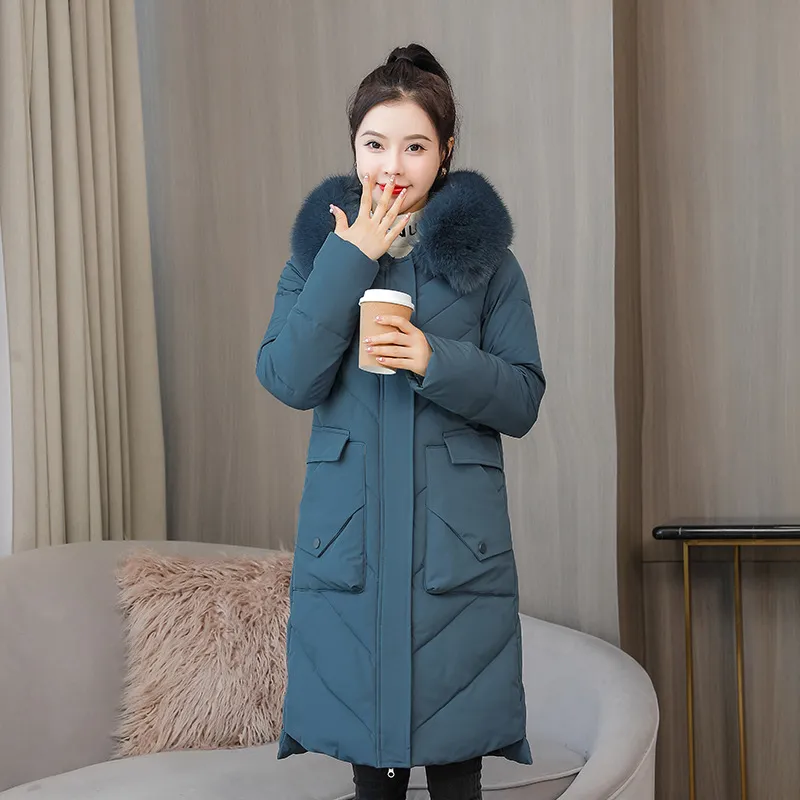 Temperament Slim Women's Warm Pure Color Jacket - Blue