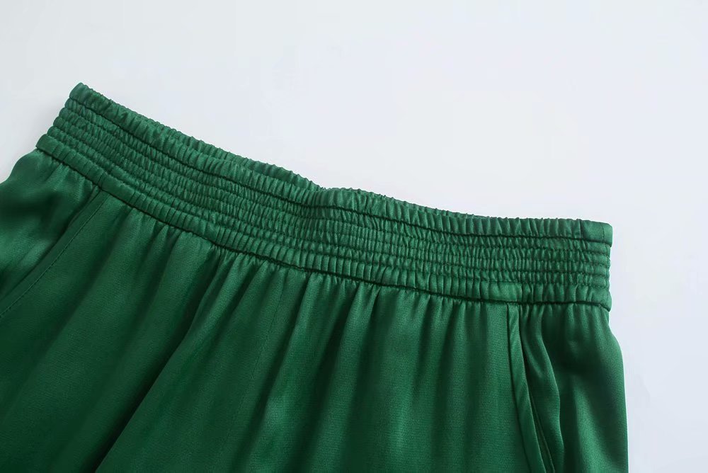 Women's Fashion Solid Color Slit Design Silk Satin