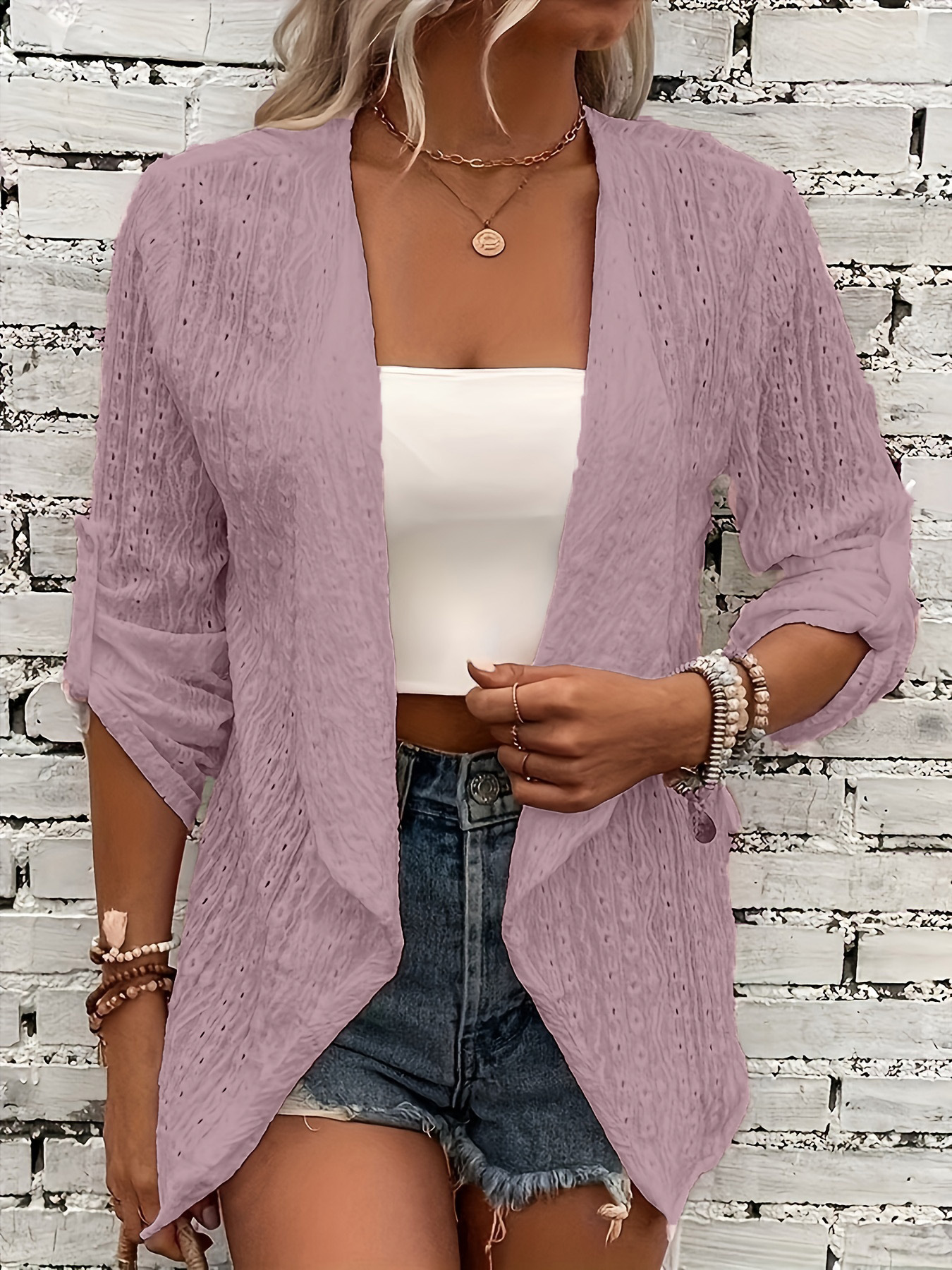 Title 6, Fashion Solid Color Casual Cardigan