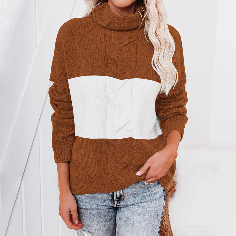 Title 2, Striped Loose Turtleneck Knitted Sweater Women...