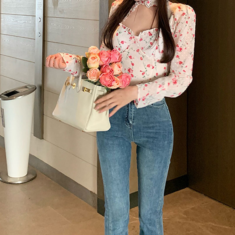 White Chiffon Shirt Women's Design V-neck Top