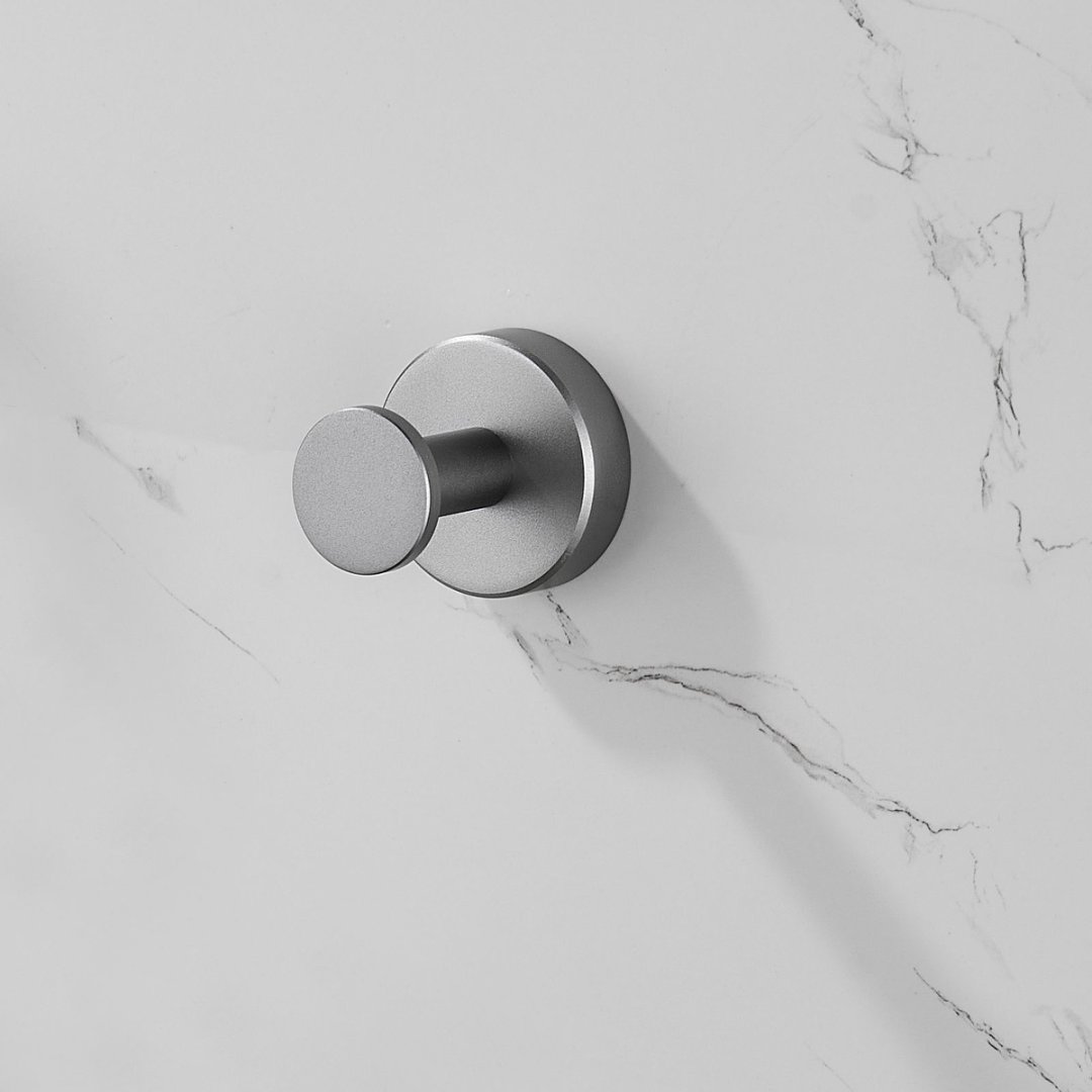 Runder Wandgarderobenhaken mit Schrauben – Handtuchhaken in Gunmetal-Grau, 4er-Pack, für Eingangsbereich, Schuhschrank, Kleiderschrank, Badezimmer, Schlafzimmermöbel_voghion.com