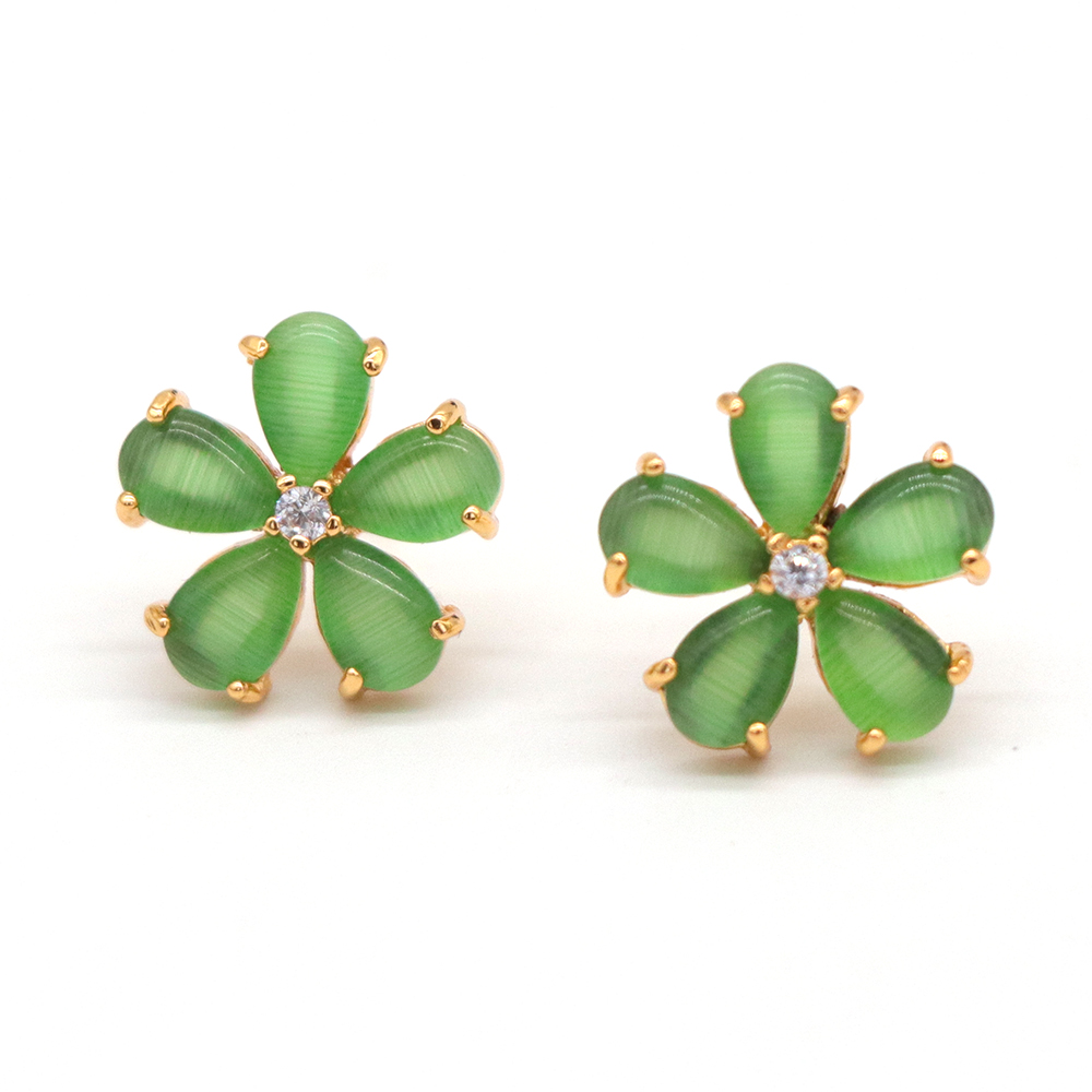 European And American Temperament  Fashion Earrings With Bricks And Flowers