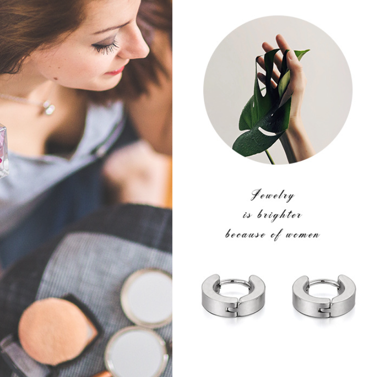 European And American Stainless Steel Fashion Ear Buckle Titanium Steel Double Sided Earrings