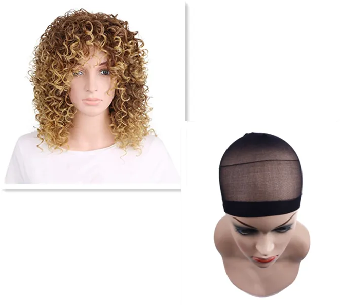 Fashionable chemical short curly hair wig - Light Brown Set