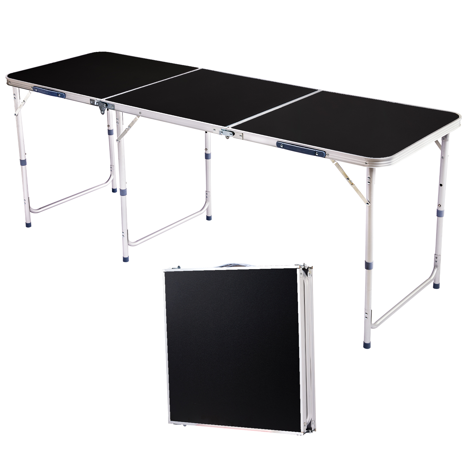 6ft Adjustable Aluminum Folding Table with Carrying Case