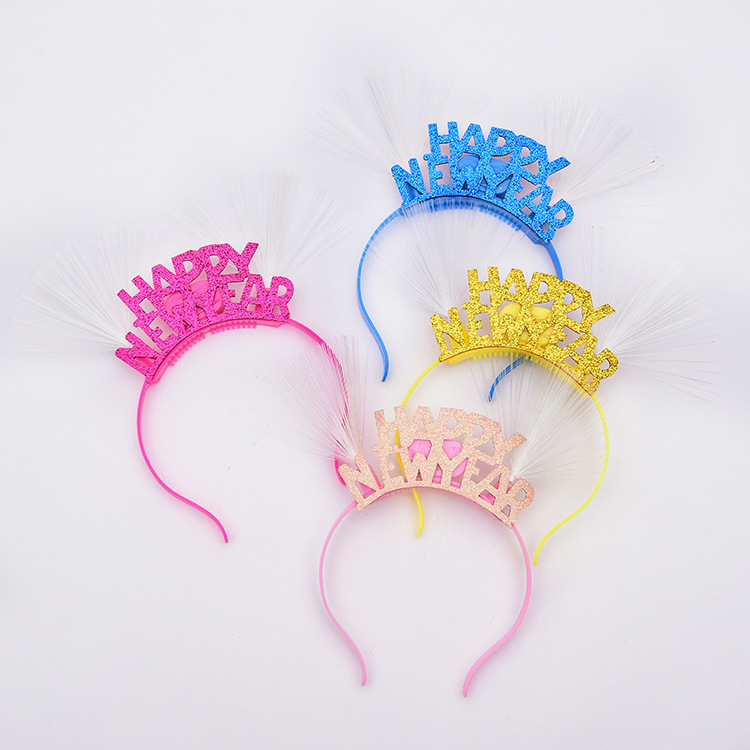 Luminous Fiber Headband Happynewyear New Year Christmas
