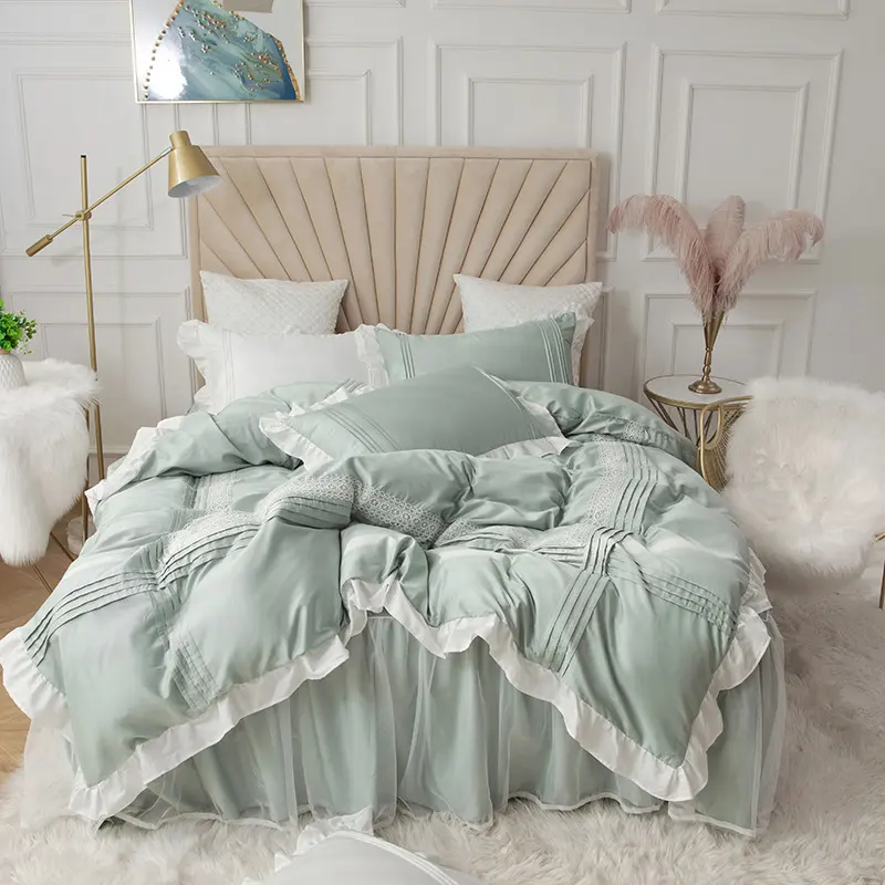 Lace Bed Skirt Quilt Cover Girl Heart Household Bedding