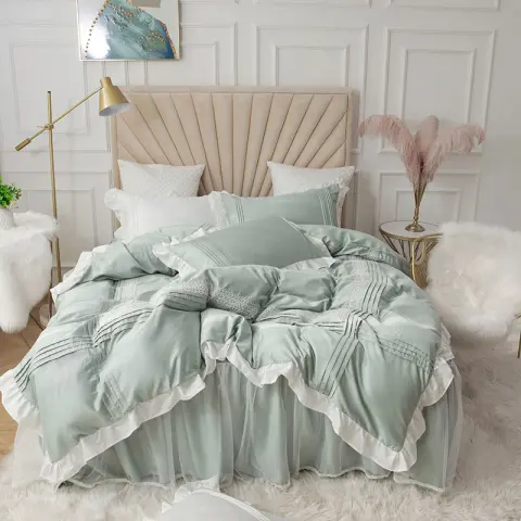 Lace Bed Skirt Quilt Cover Girl Heart Household Bedding