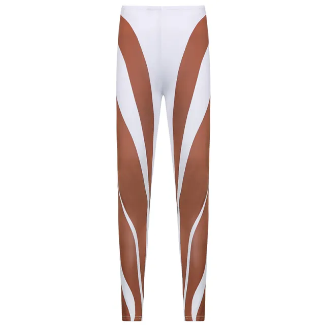 Fashion Casual Sports High Waist Skinny Printed Trousers White - Shop at LoveMi