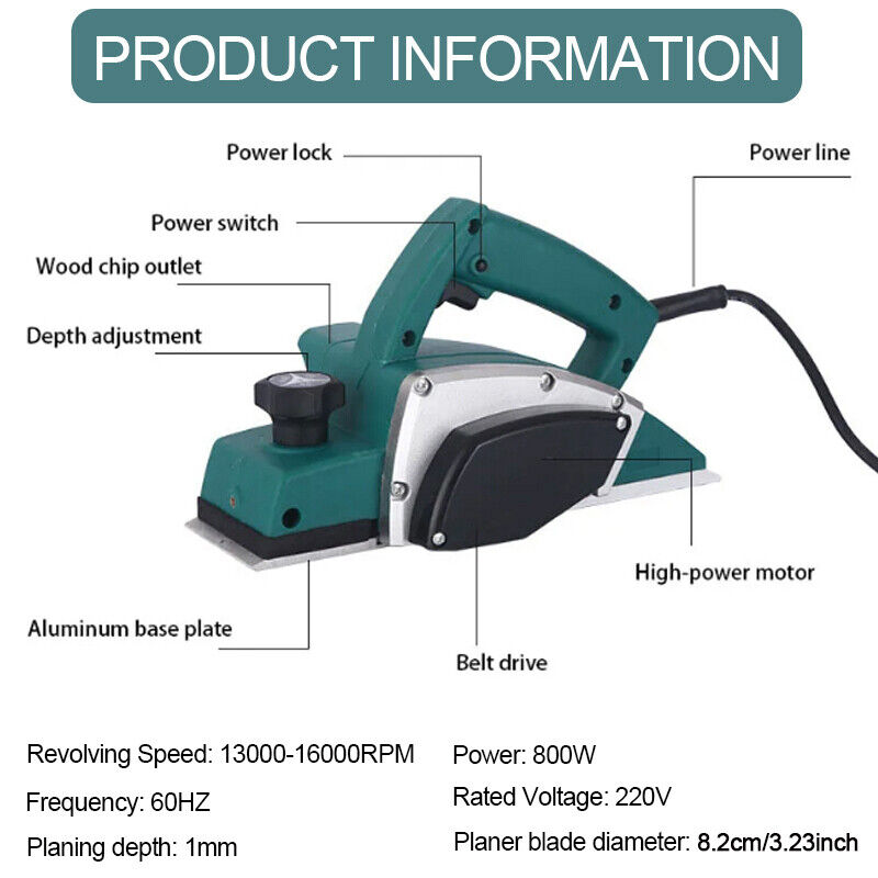 Electric Wood Planer, Hand Planer For Woodworking, 800W Power, 16000 RPM UK — foto 7