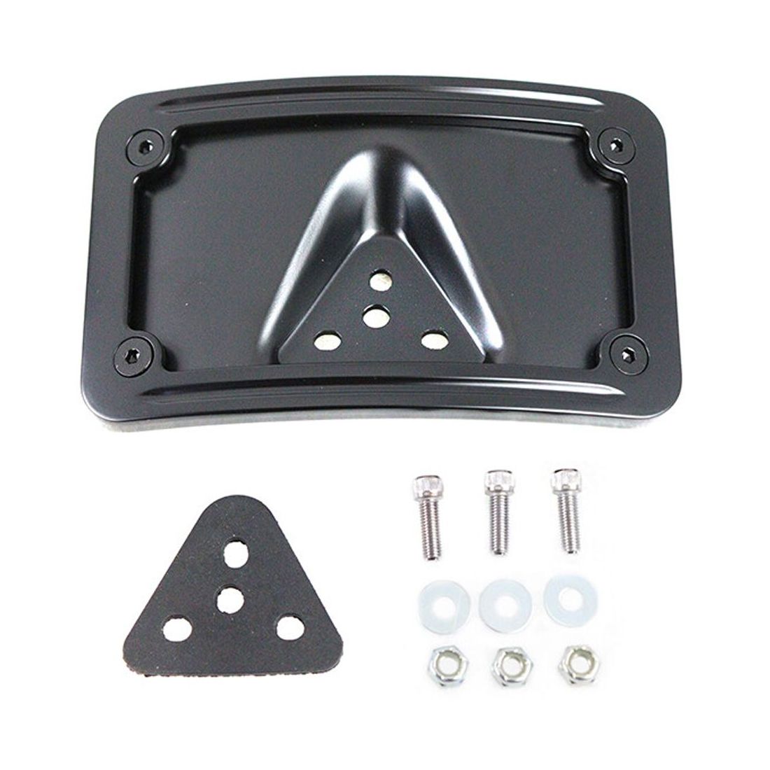 License Plate Bracket Curved Laydown Style Black Fits