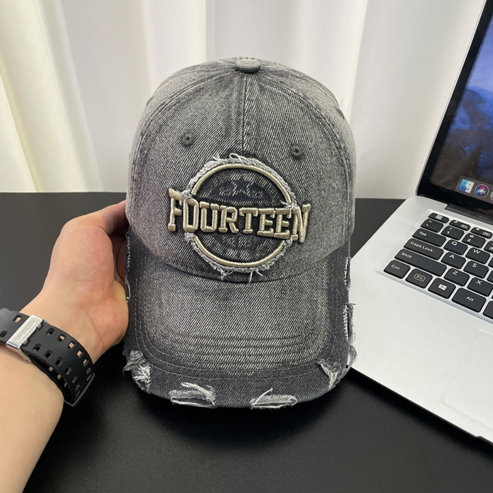 Monochromatic Individuality Frayed Letter Embroidery Washed-out Vintage Trend Fashion Holey Brim Baseball Cap Street Travel 8