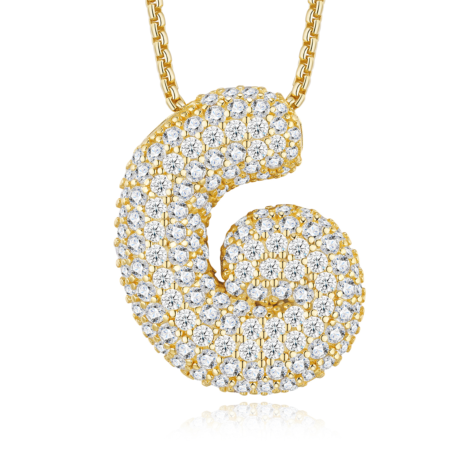 14.67g S925 Gold Plated Bubble Letter Initial Necklace D Color VVS1 Moissanite Pendant With GRA, Heavy Solid Jewelry Gift Box Set A-Z