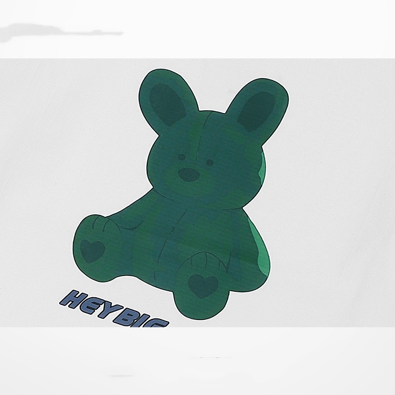 Couple Hip Hop Summer Green Bear Loose Short Sleeve T-shirt Mid