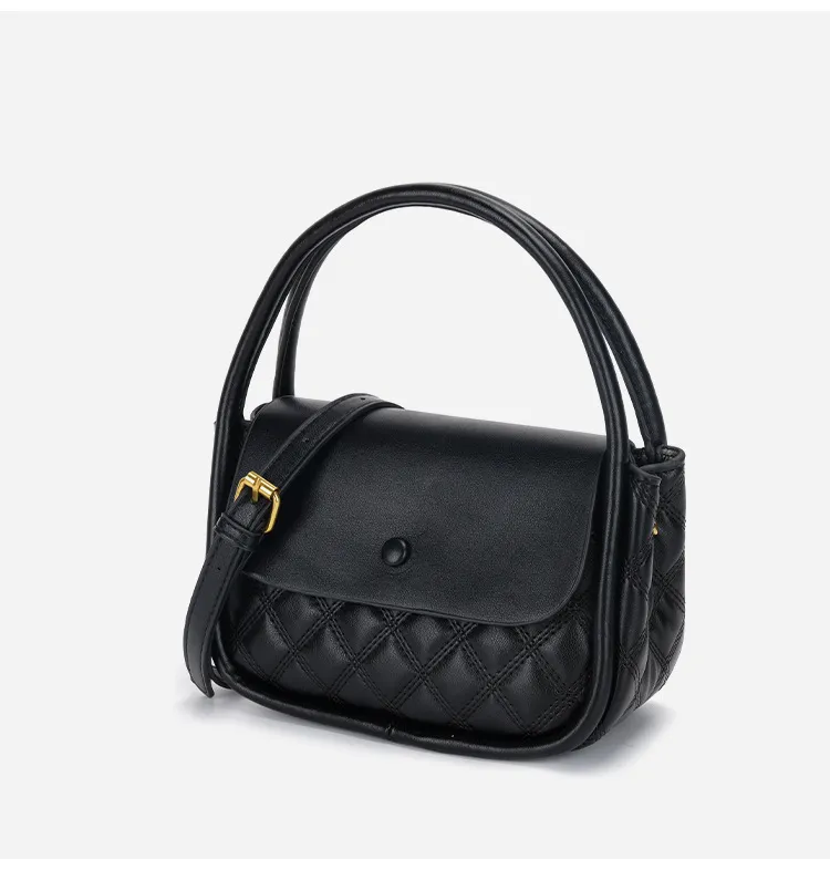Women's New Niche Design All-match One-shoulder Diagonal Portable Diamond Bag - Black
