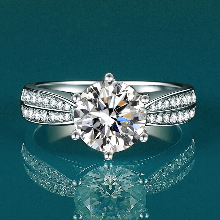 Title 5, Halve Wereld Moissanite Steen Carat Ring. Schit...