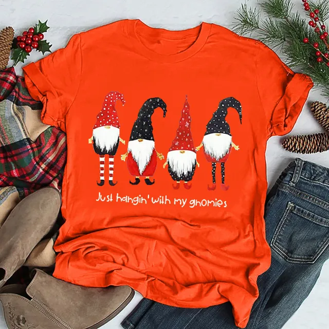 Women's Christmas T shirt Short Sleeve Orange - Shop at LoveMi
