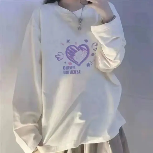 New Personalized Printed Loose And Versatile Long Sleeved T shirt For Women Wing Love - Shop at LoveMi